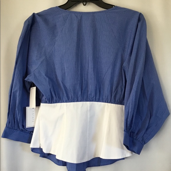 1. State Blue White Stripe Corset Waist Top Sz M - Picture 2 of 4